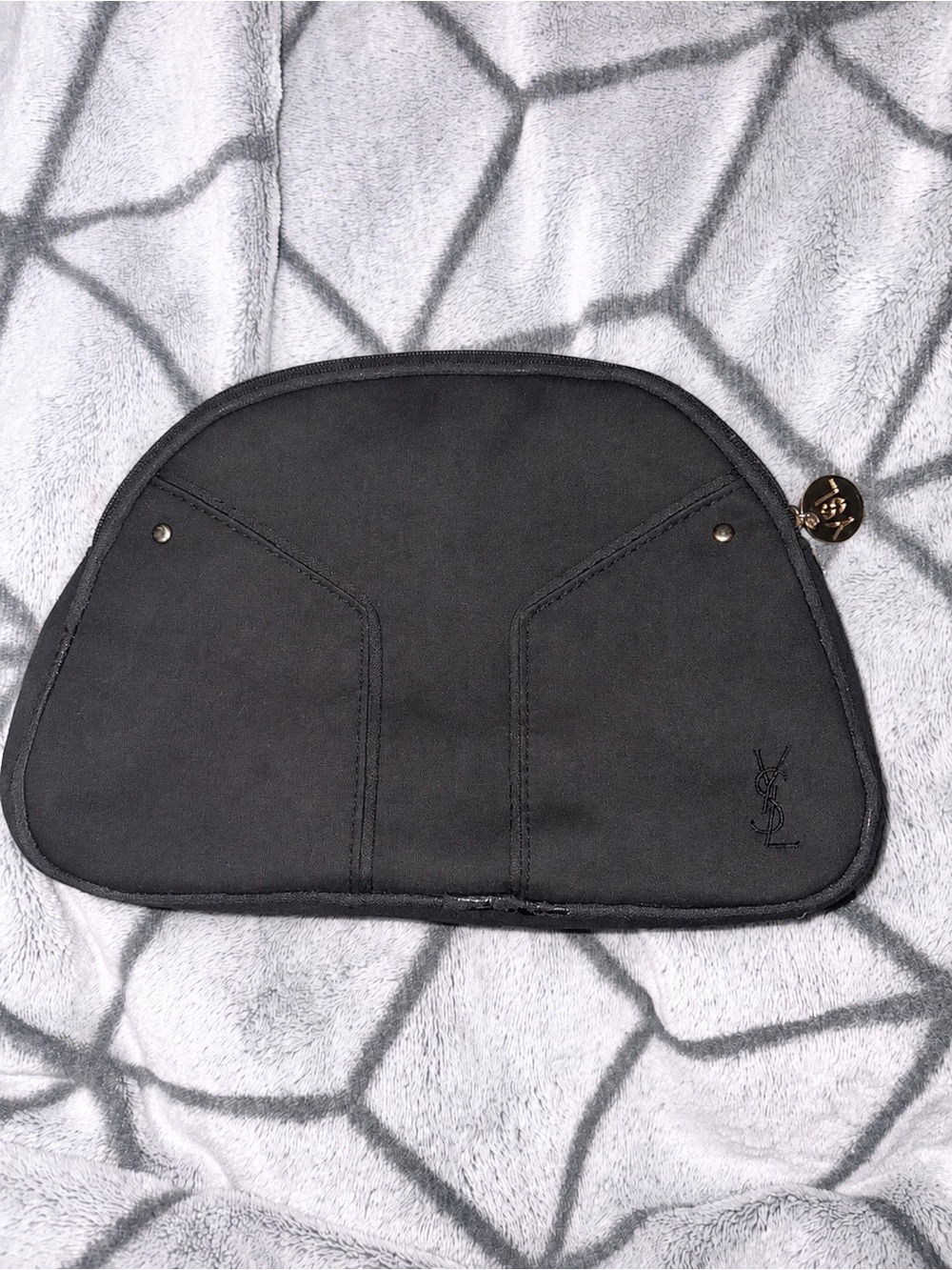YSL Saint Laurent Cosmetic Makeup Bag Pouch with Gold Logo - Picture 2 of 2